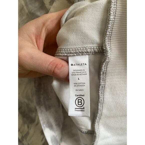 Athleta Farallon Tie-dye Print Crewneck Sweatshirt Gray White Size Large EUC - Picture 4 of 12